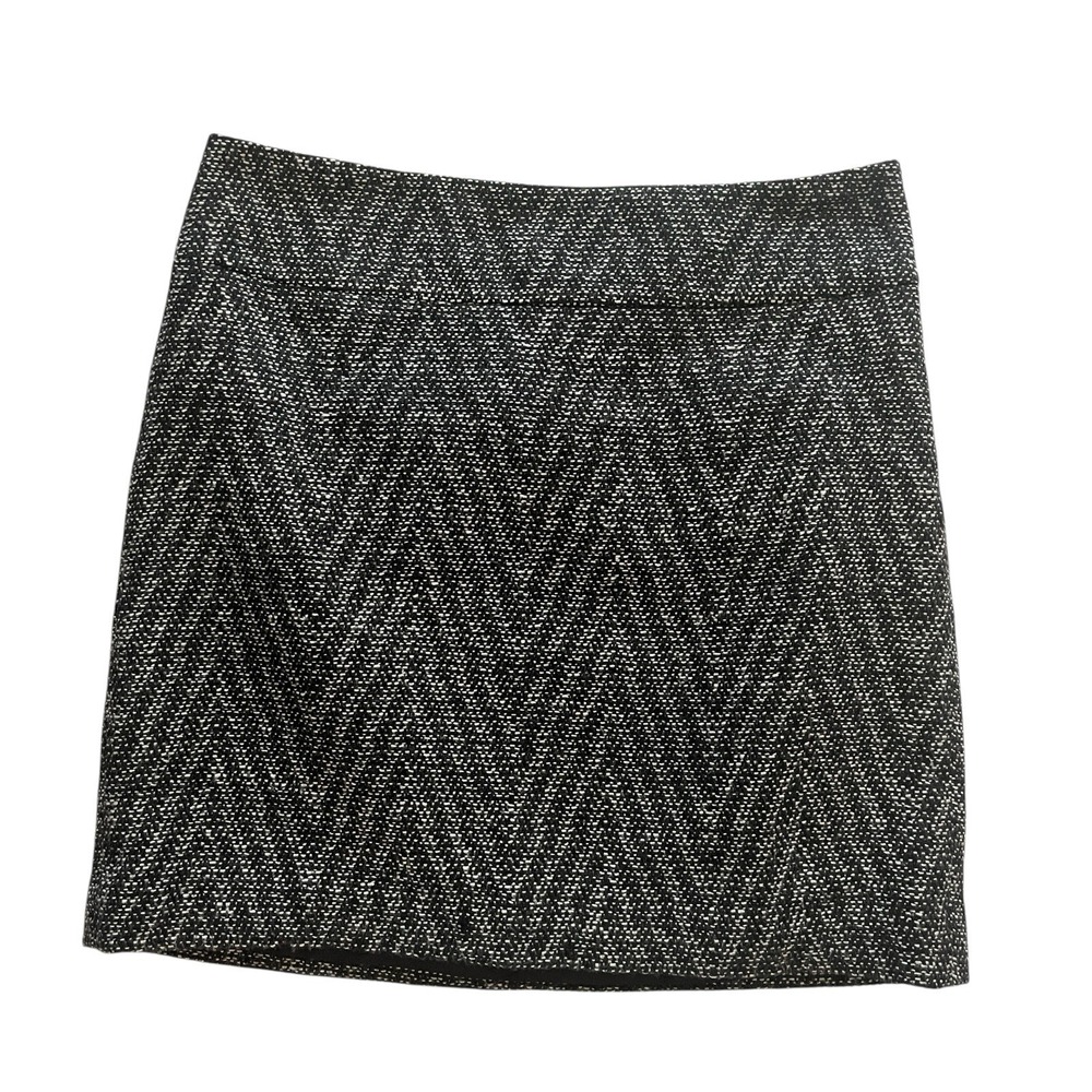 LOFT‎ Women's Size 4 Tweed Skirt Pencil Mini Black White Career Office Work